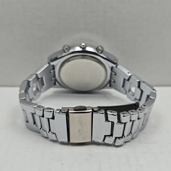 Womens Longbo Chronograph Pink Silver Tone Watch New Battery - Picture 10 of 10